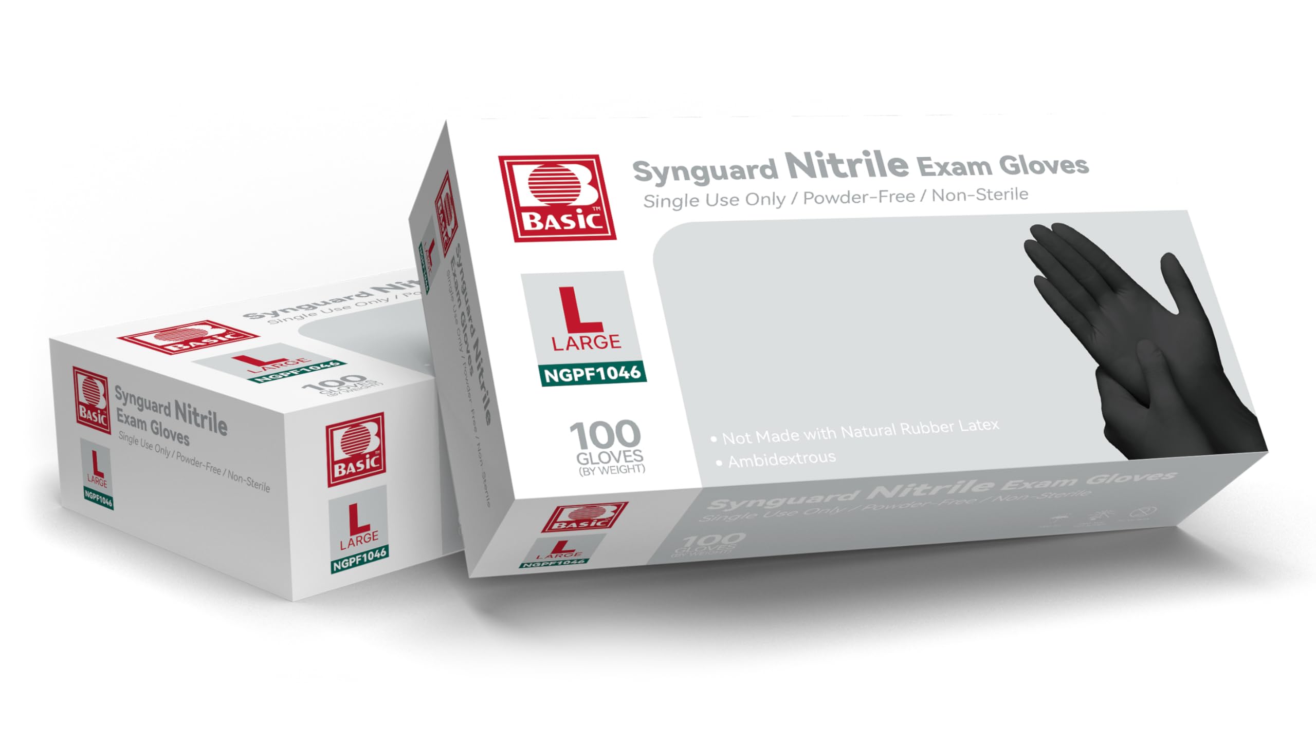Intco Basic Medical Black Nitrile Gloves 5 mil texture closeup shows grip and durability.
