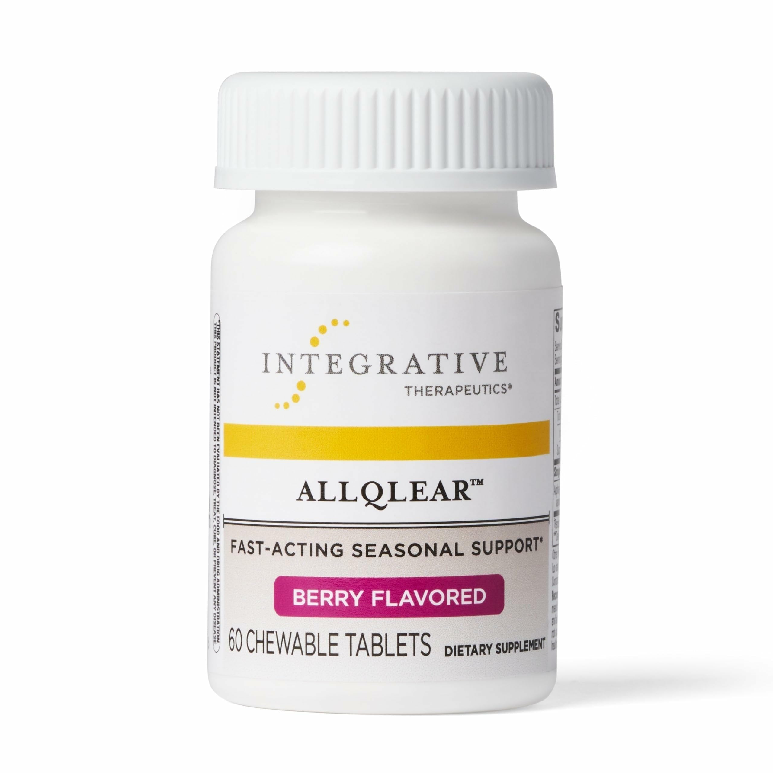 AllQlear bottle front with berry flavored chewables for seasonal immune support.