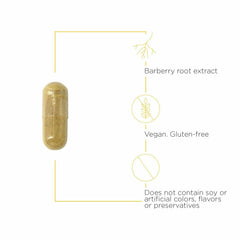 Dosage information on Integrative Therapeutics Berberine Complex label showing two capsules per serving