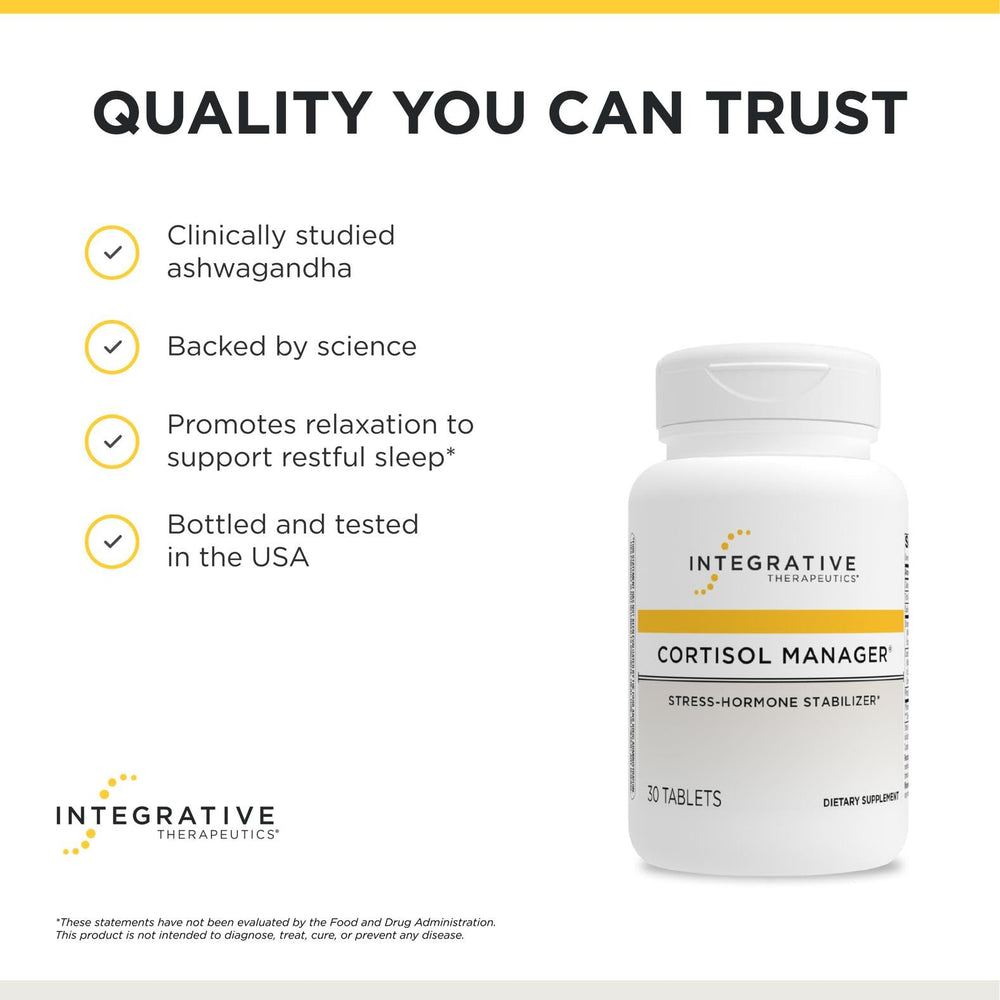 Integrative Therapeutics Cortisol Manager packaging on shelf signaling quality and trust.