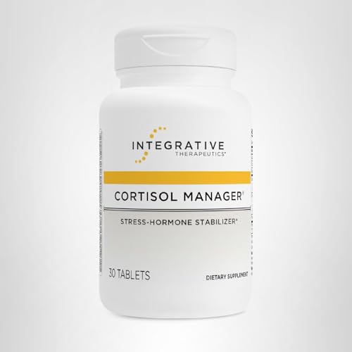 Integrative Therapeutics Cortisol Manager two-tablet serving illustration for consistent use.