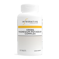 Integrative Therapeutics Krebs Magnesium Potassium Complex bottle on counter for daily heart support.