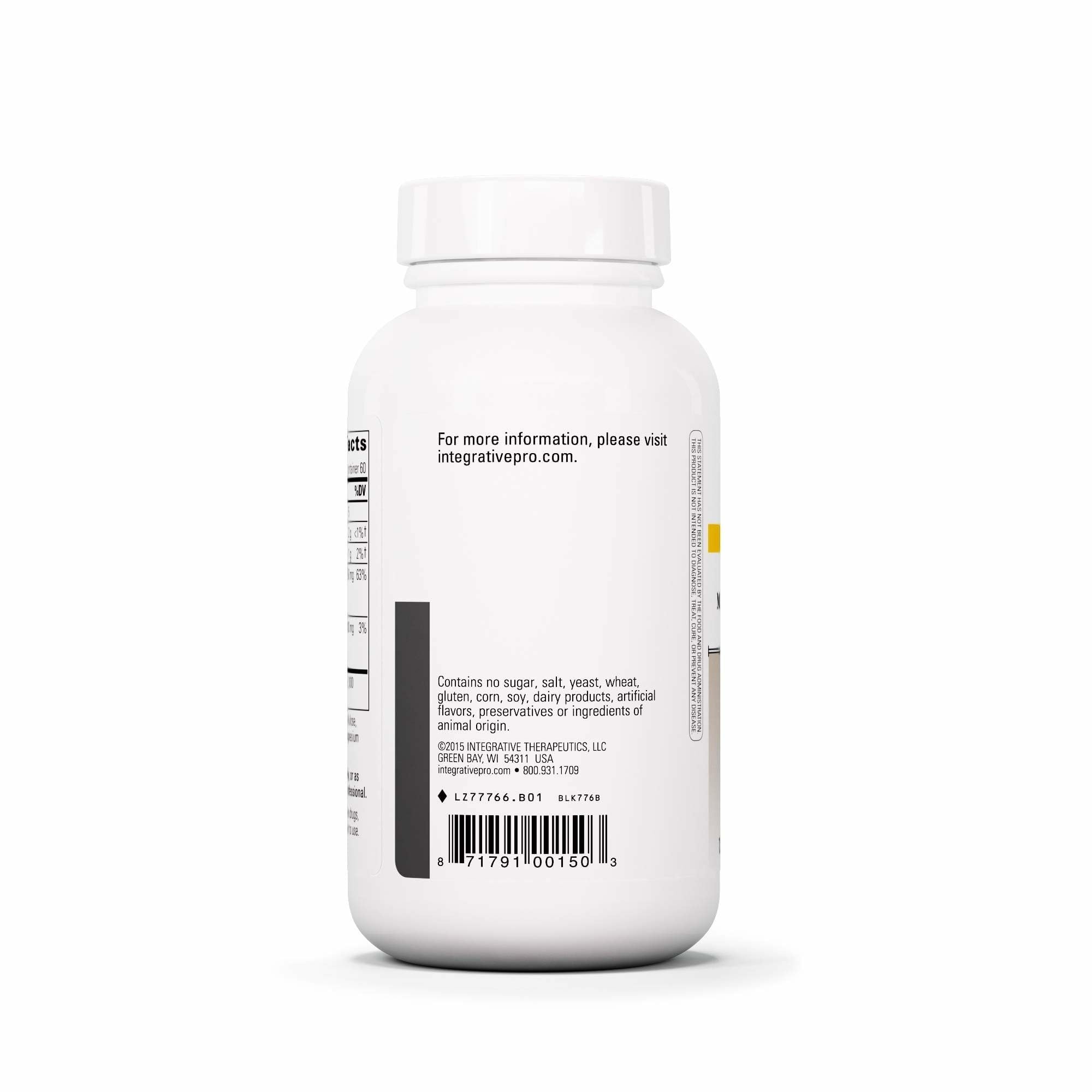 Integrative Therapeutics Krebs Magnesium Potassium Complex label highlights gluten-free and dairy-free ingredients.