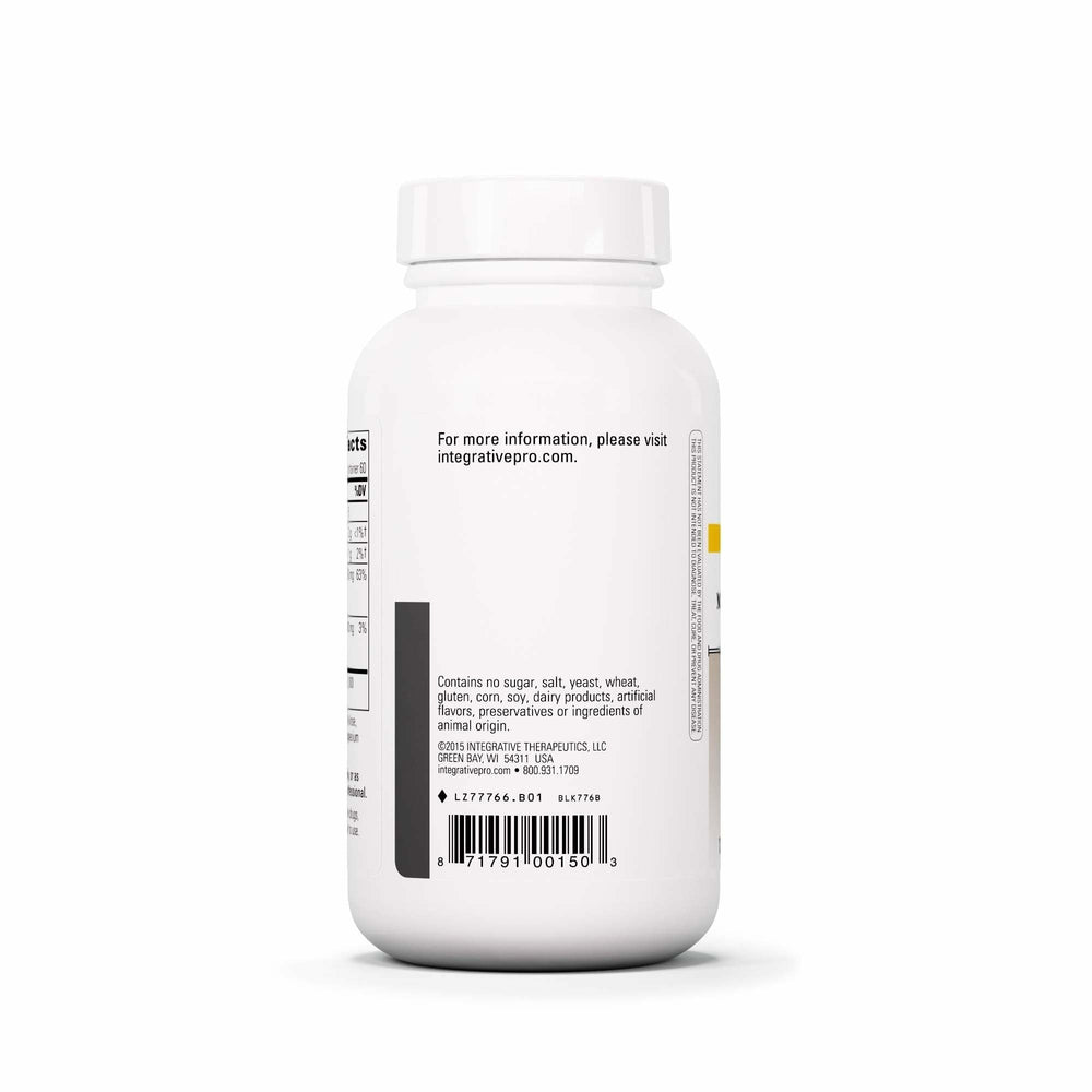 Integrative Therapeutics Krebs Magnesium Potassium Complex label highlights gluten-free and dairy-free ingredients.