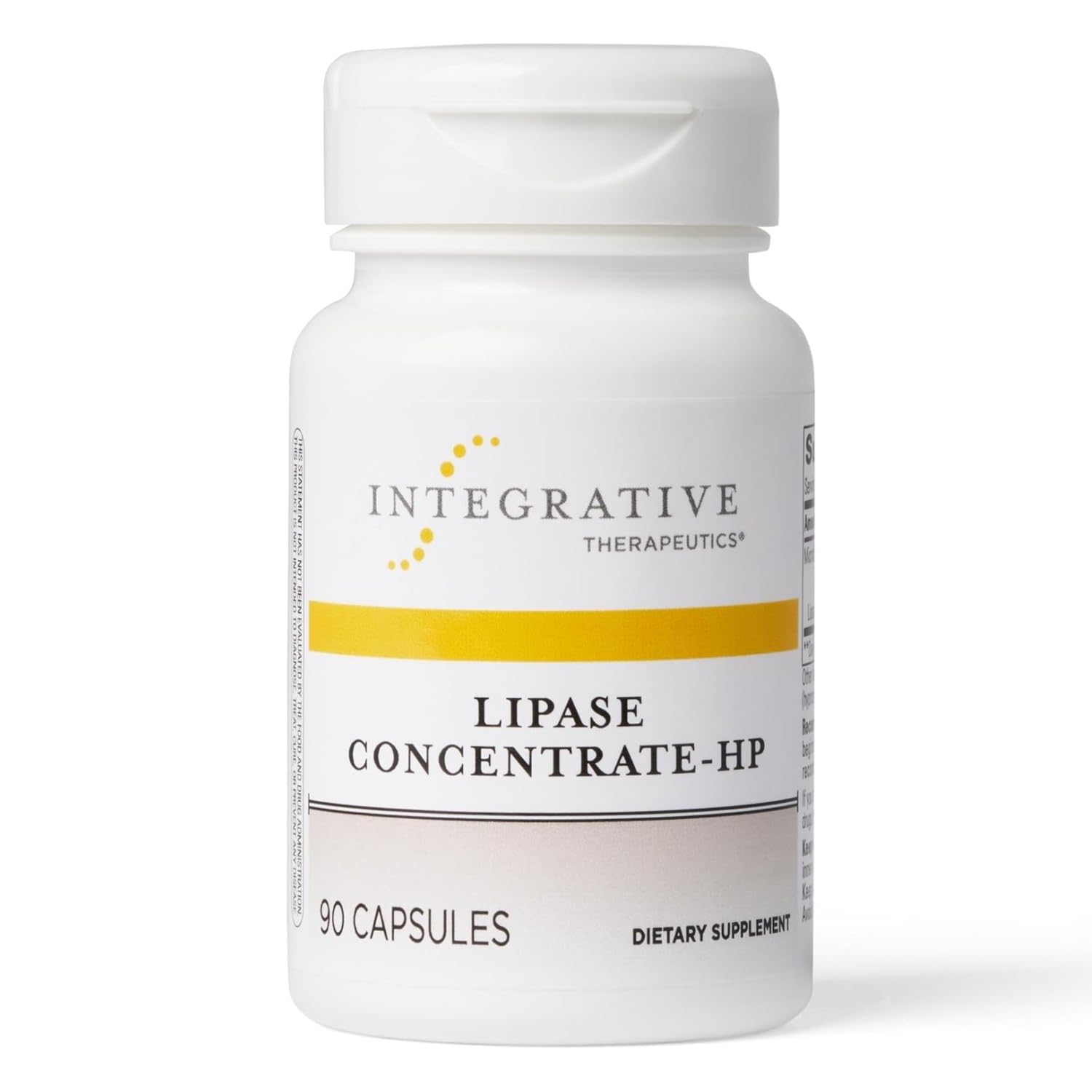Integrative Therapeutics Lipase Concentrate-HP bottle front label highlights dairy-free formula