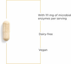Close-up of label highlights pH-stable lipase blend for digestion support