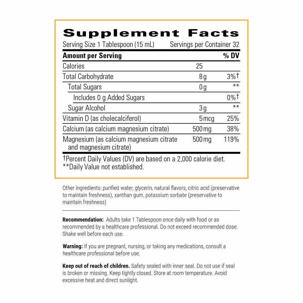Pouring Integrative Therapeutics liquid calcium magnesium berry for easy dosing.