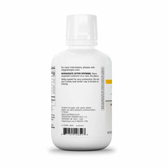 Berry-flavored liquid calcium magnesium label showing vitamin D3 and gluten-free formula.