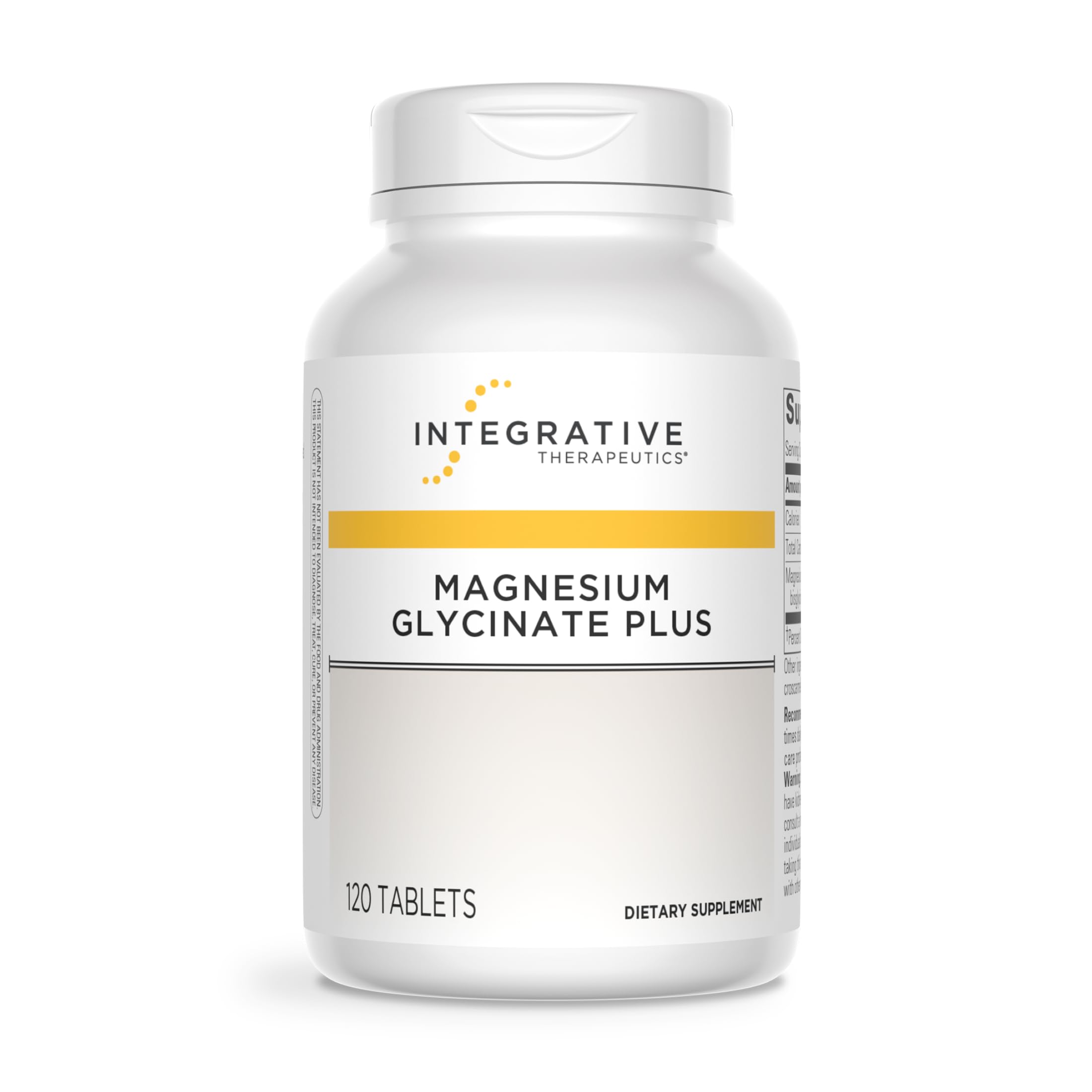 Integrative Therapeutics Magnesium Glycinate Plus bottle highlighting heart and brain support benefits.