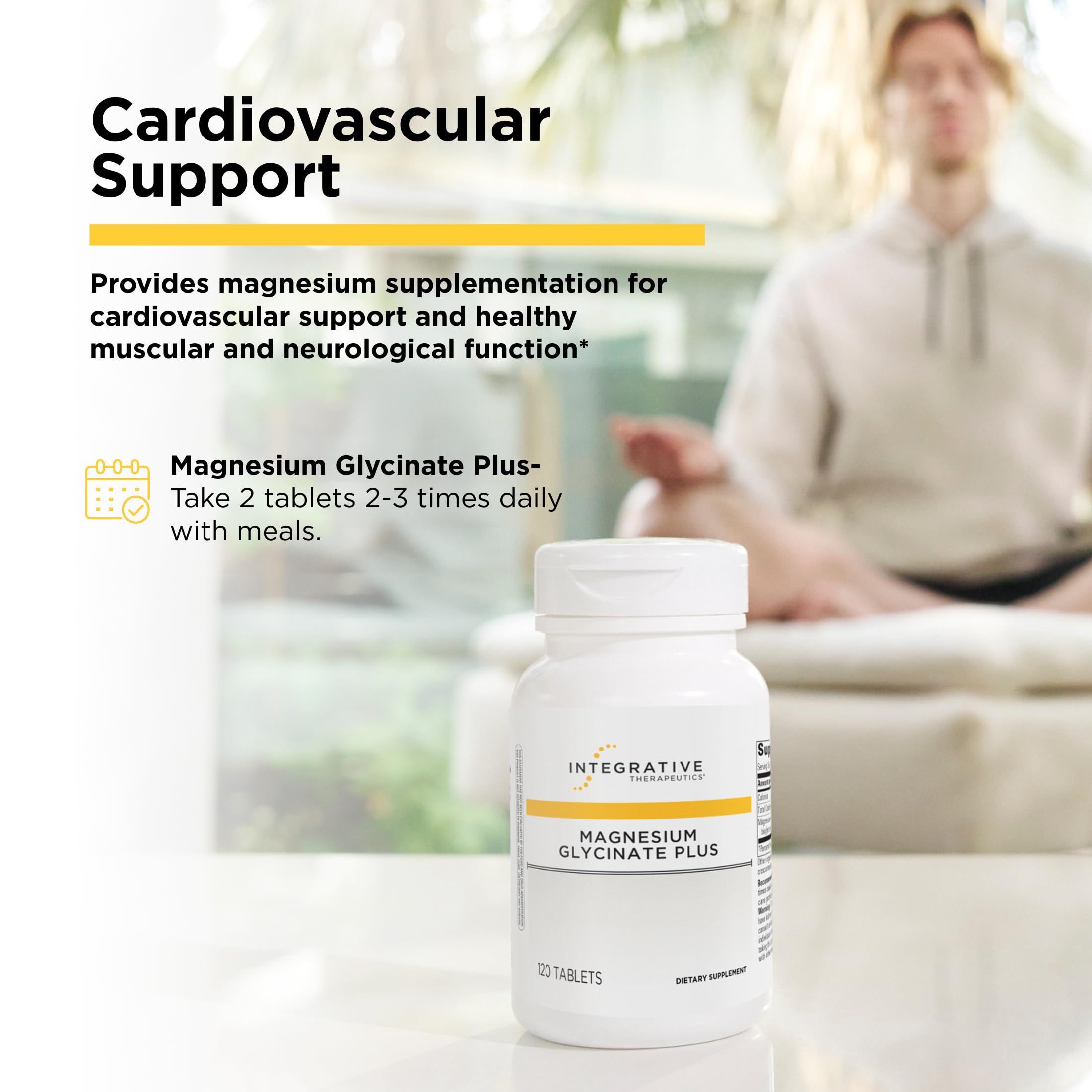 Nutrition label shows gluten-free and dairy-free formula in Magnesium Glycinate Plus.