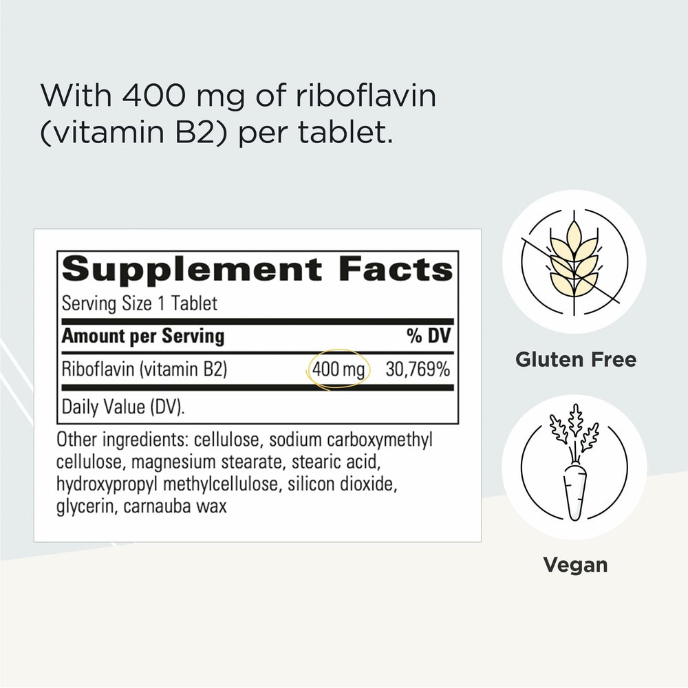 Integrative Therapeutics Riboflavin bottle side displays serving size and label details for daily use.