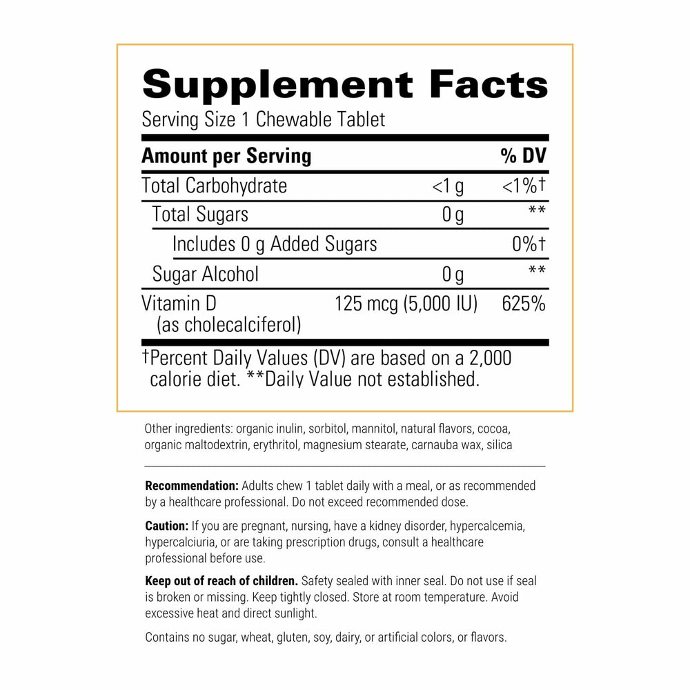 Close-up of Integrative Therapeutics Vitamin D3 chocolate chewables showing flavor and texture