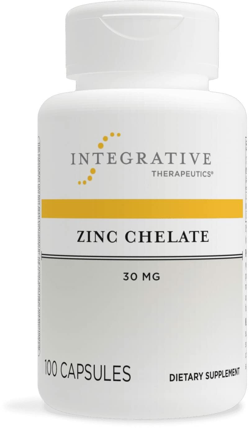 Integrative Therapeutics Zinc Chelate bottle with capsules supporting immune health.