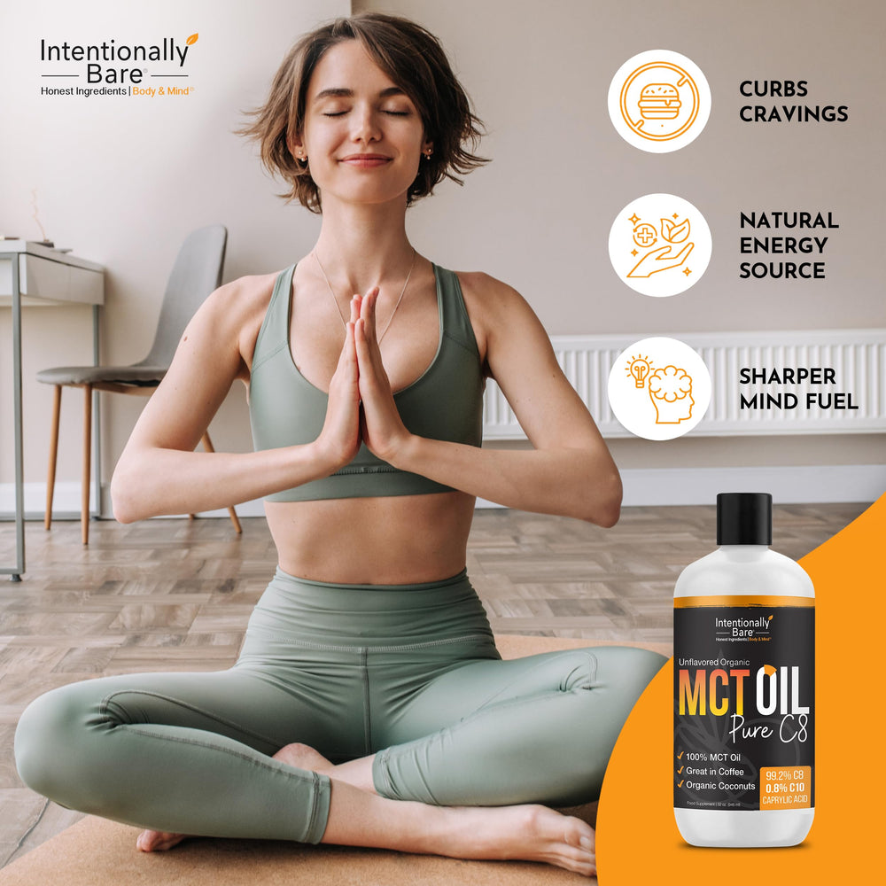 Intentionally Bare MCT Oil suitable for keto, paleo, and vegan diets with minimal ingredients.