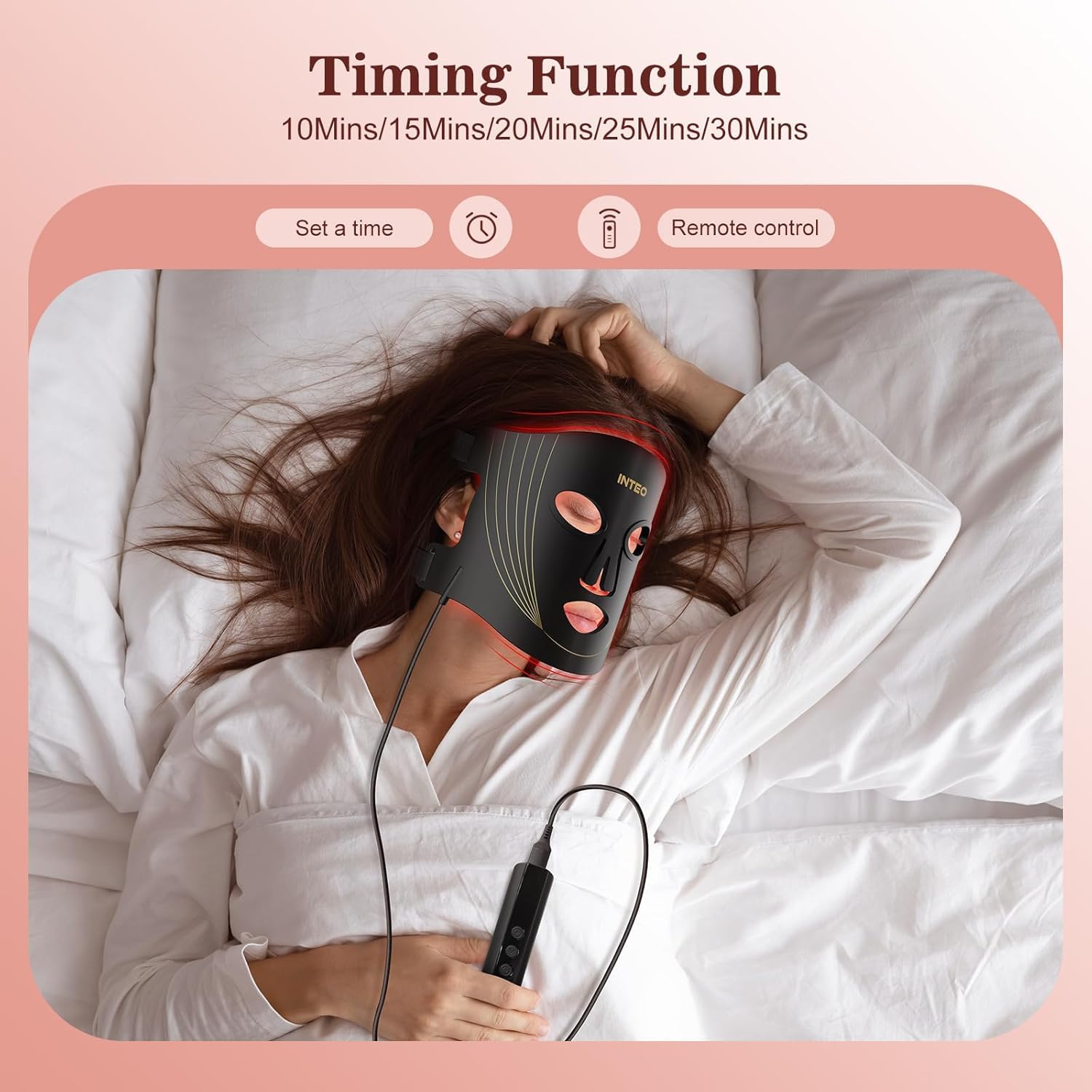 INTEO red light mask worn from the side