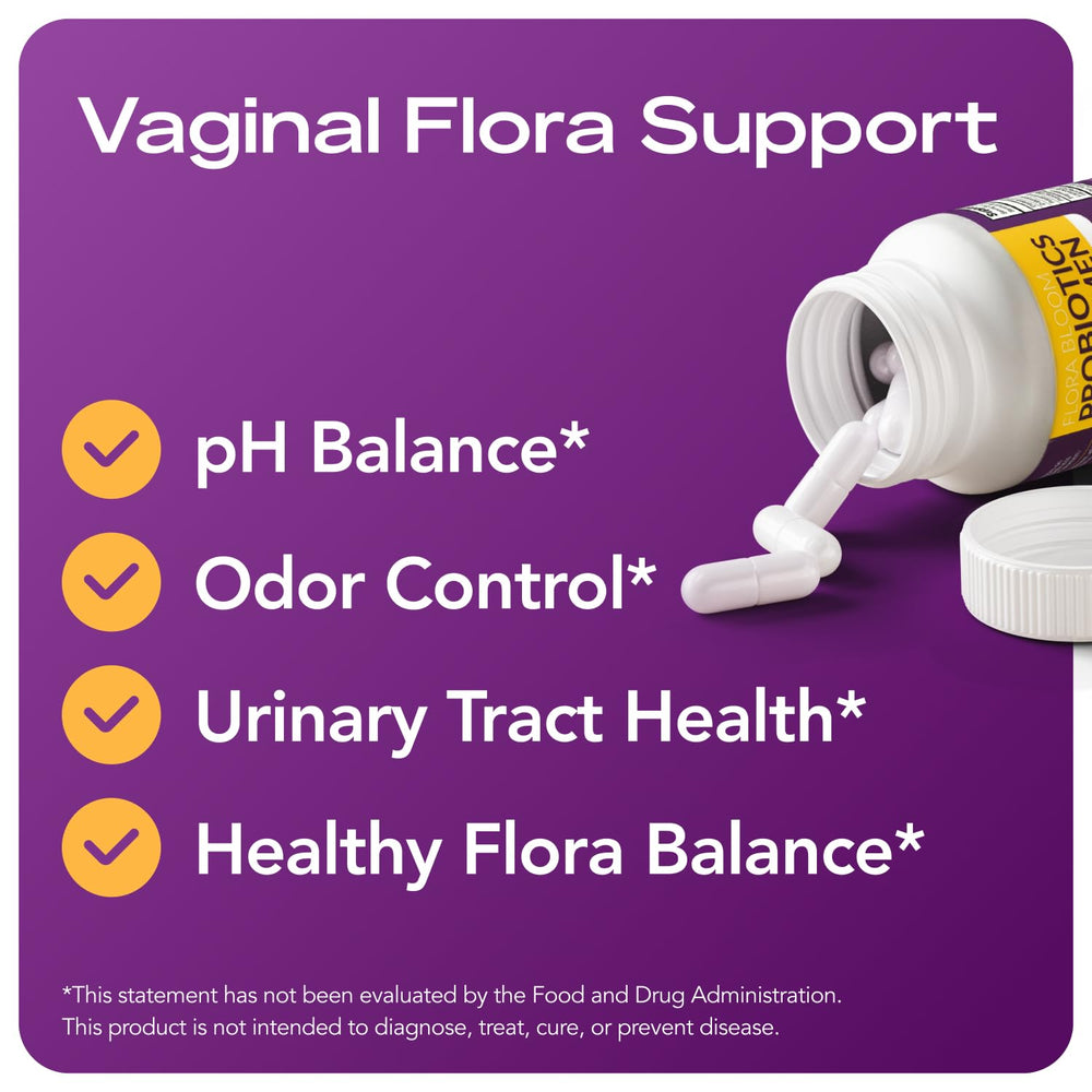 Intimate Rose Flora Bloom probiotics capsules ready for daily use promoting gut and vaginal health.