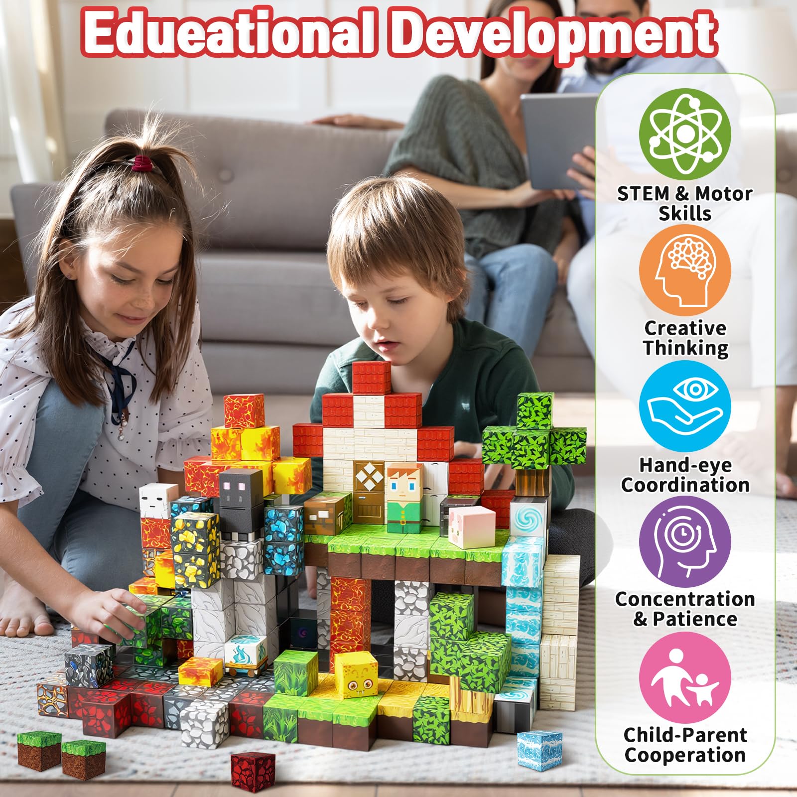 Intoypad magnetic blocks castle tower design sparks creativity and cooperative play