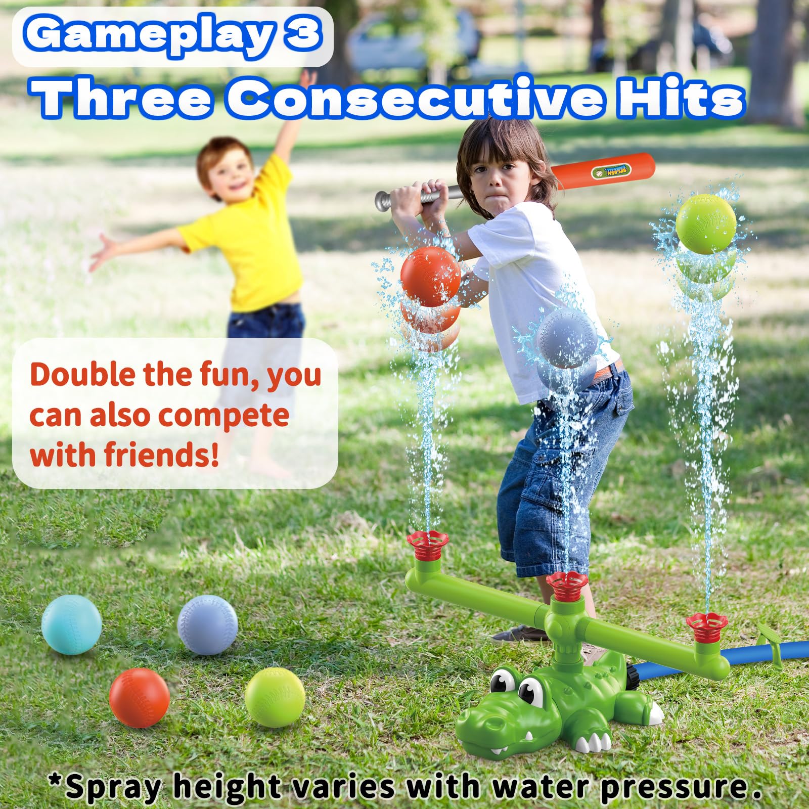 Intoypad 360-degree rotating sprinkler covers a wide play area for outdoor fun.