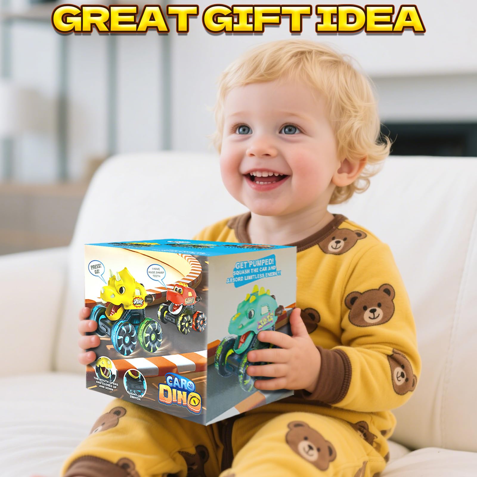Intoypad Green Dino Monster Truck play scene shows versatile on the go entertainment