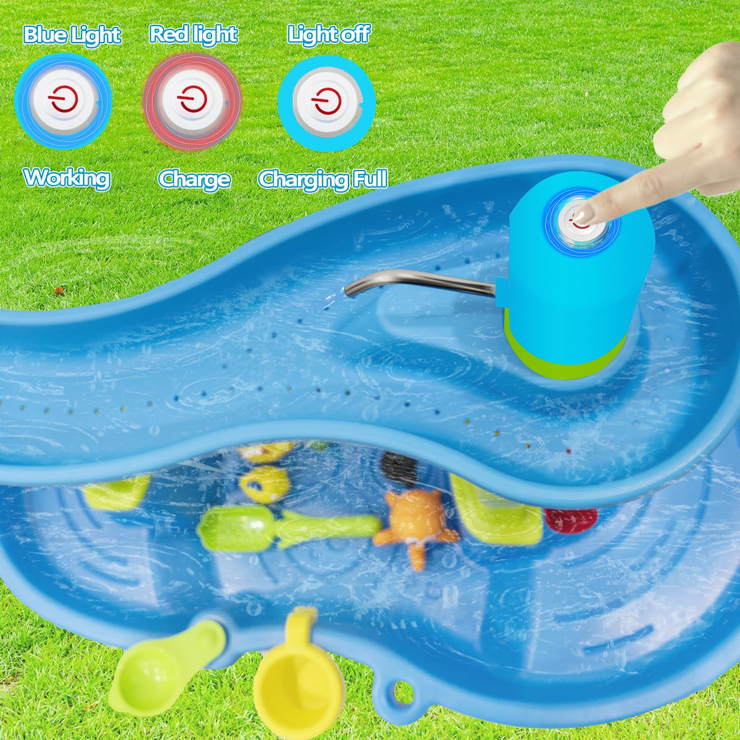 Intoypad Ultimate Water Table Pump durable-design withstands outdoor use during busy playdates.
