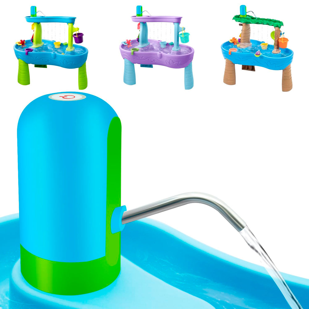 Intoypad Ultimate Water Table Pump demonstrates water flow on a sunny table for endless splash play.