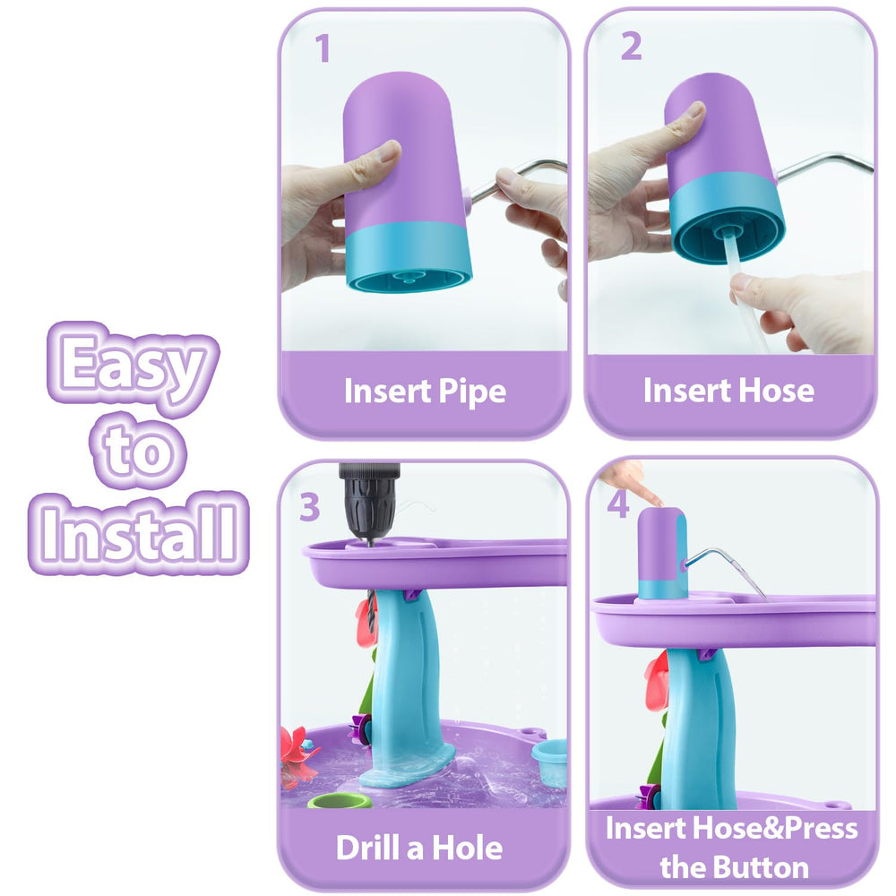 Intoypad Water Table Pump installed easily with one-button start/stop.