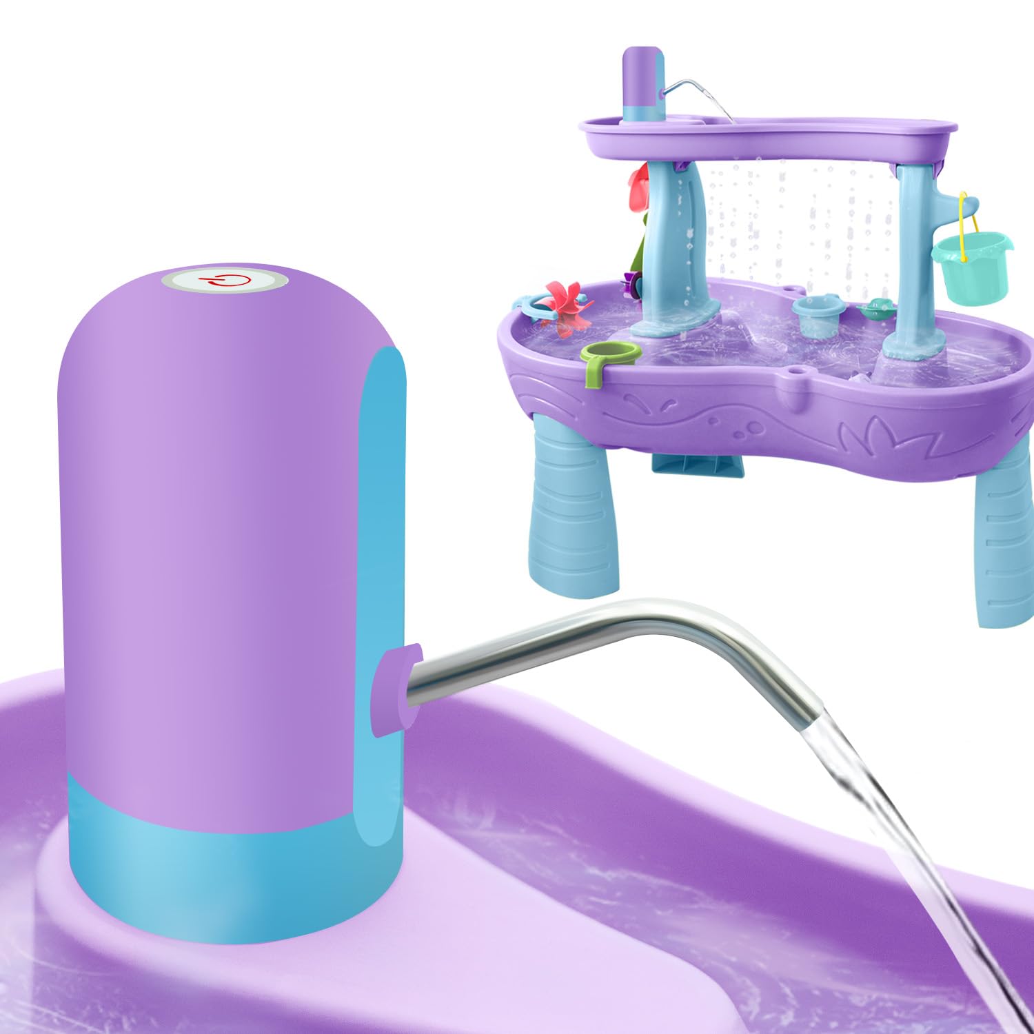 Intoypad Water Table Pump with waterfall boosts backyard play.
