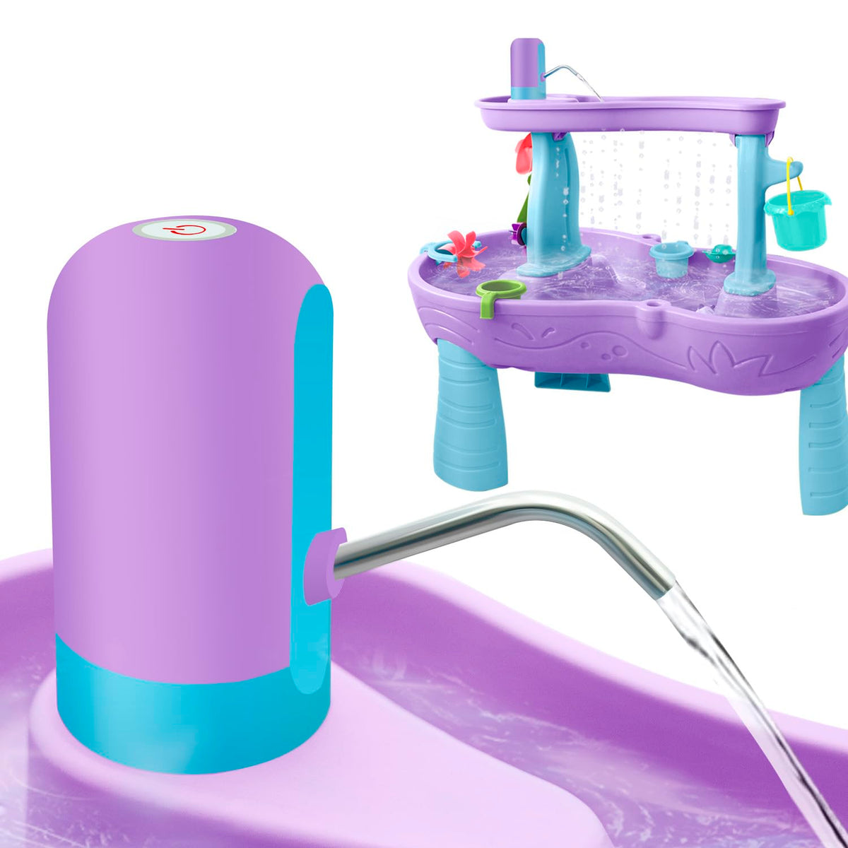 Intoypad Water Table Pump with waterfall boosts backyard play.