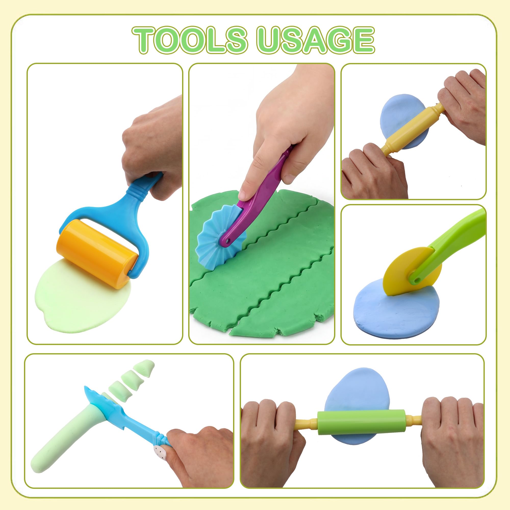 Inxens Dough Tools Non-stick Surface helps dough release cleanly during play.