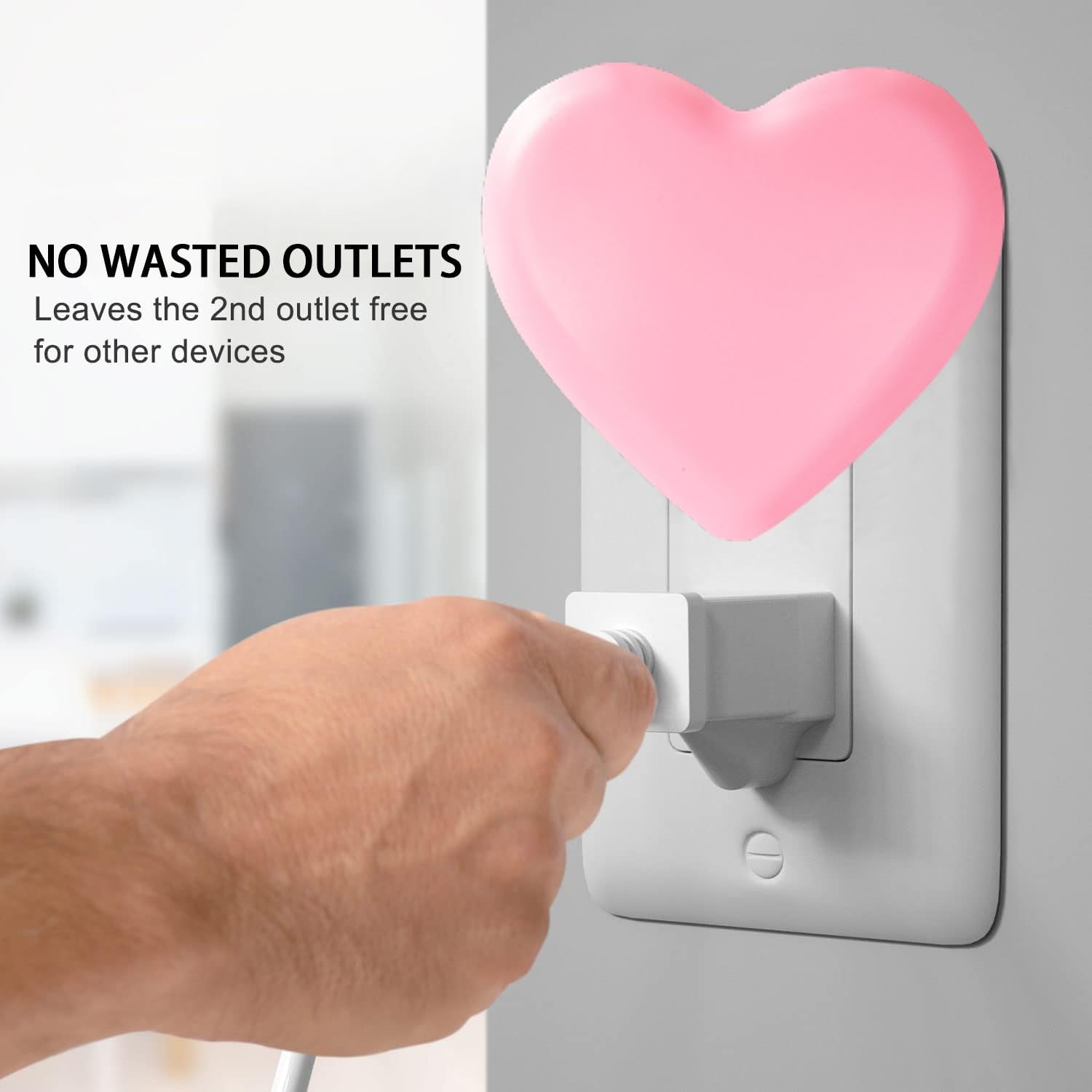 INZU wall plug design fits outlets without blocking the second socket