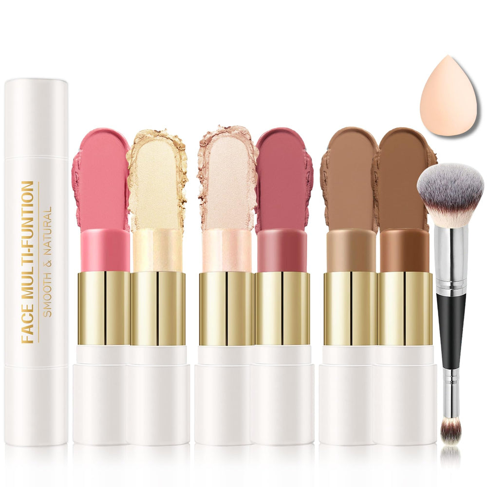 IONSGAKO 6 Colors Cream Contour Kit with double-ended sticks for precise sculpting and easy blending.