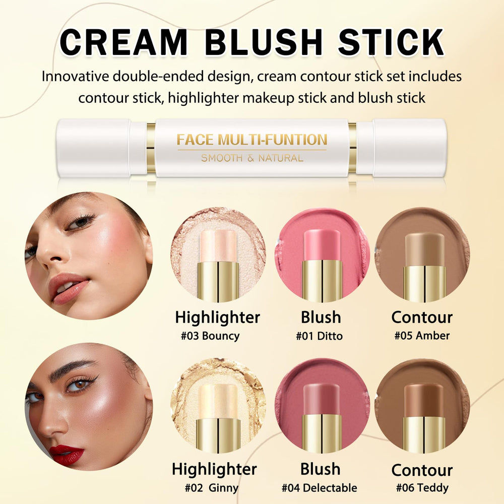 IONSGAKO blush stick in rosy tones adds healthy color to cheeks.