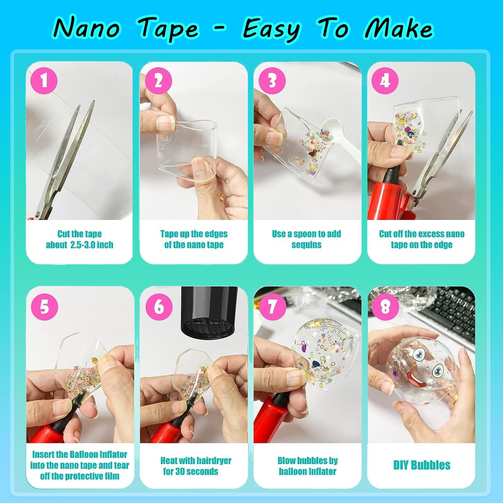 IOOZ Nano Tape glitter colors highlight sparkly details for festive crafts.