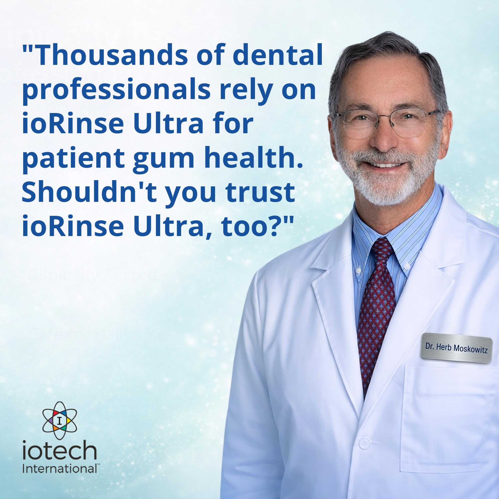 ioRinse Ultra smile portrait conveying fresh-mouth confidence