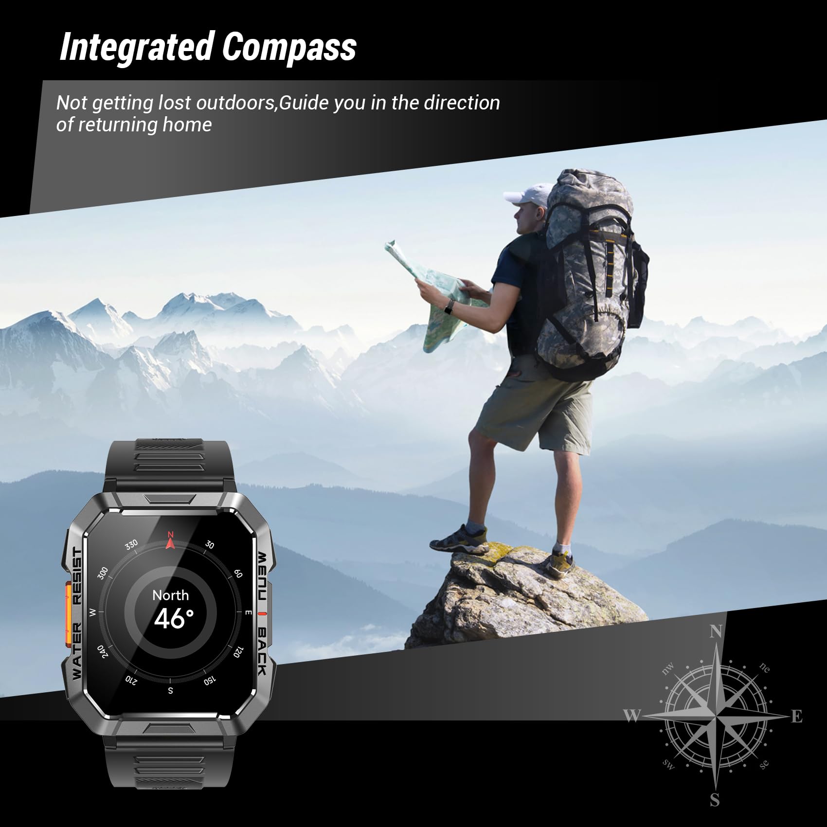IOWODO W60 2.01-inch display keeps viewing easy on the wrist.