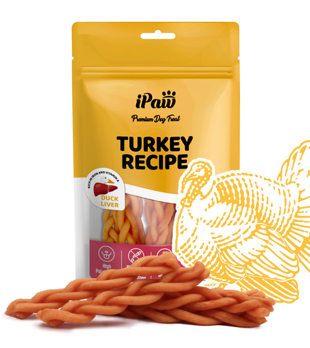 iPaw friandises dinde baton tresse foie de canard, récompense durable pour l'entraînement