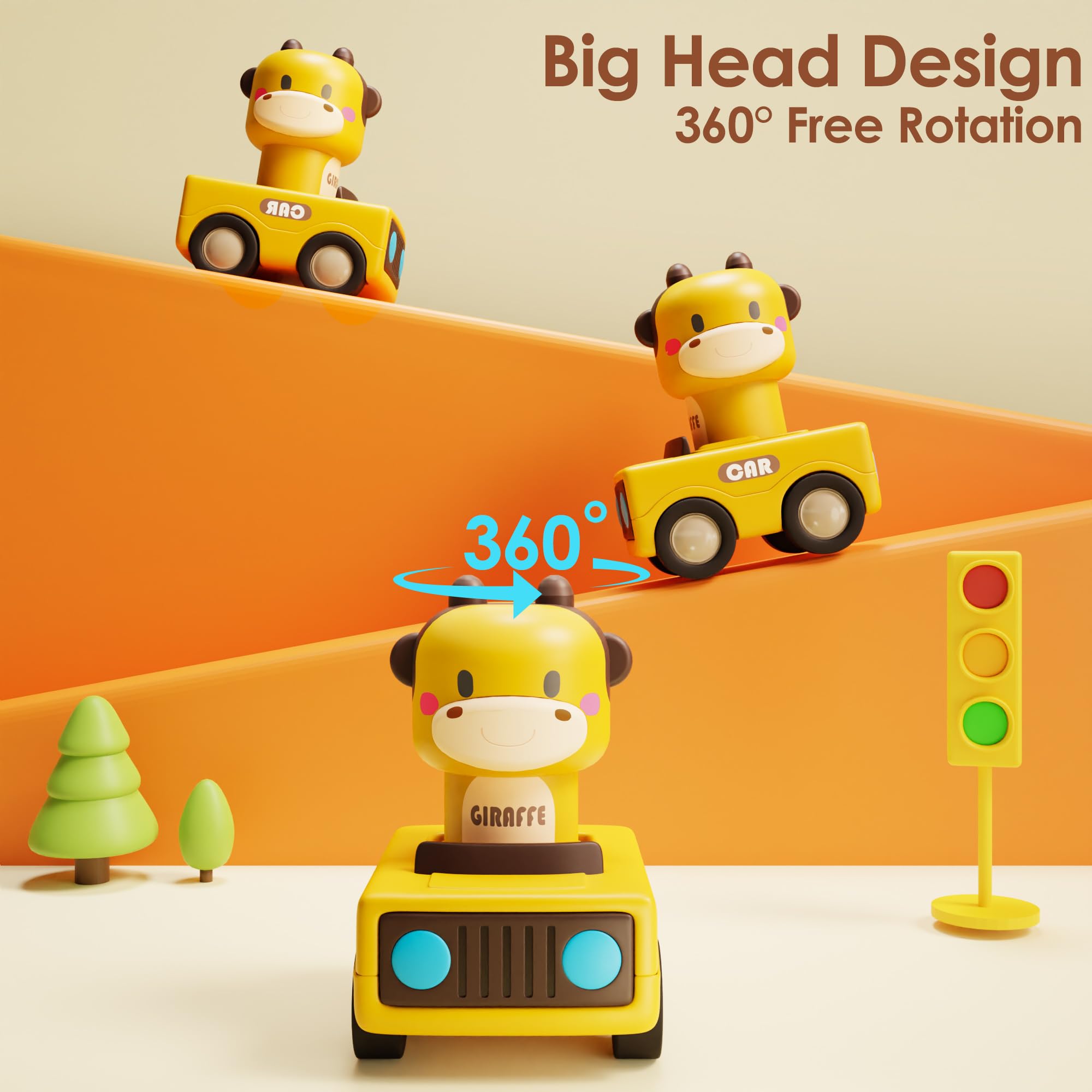 iplay baby-animal racing cars top view, engaging characters for sensory exploration