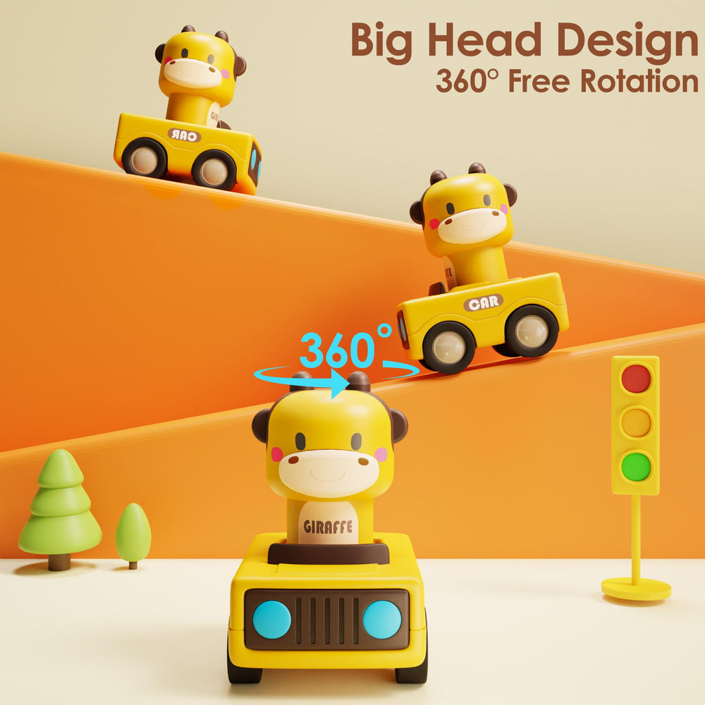 iplay baby-animal racing cars top view, engaging characters for sensory exploration