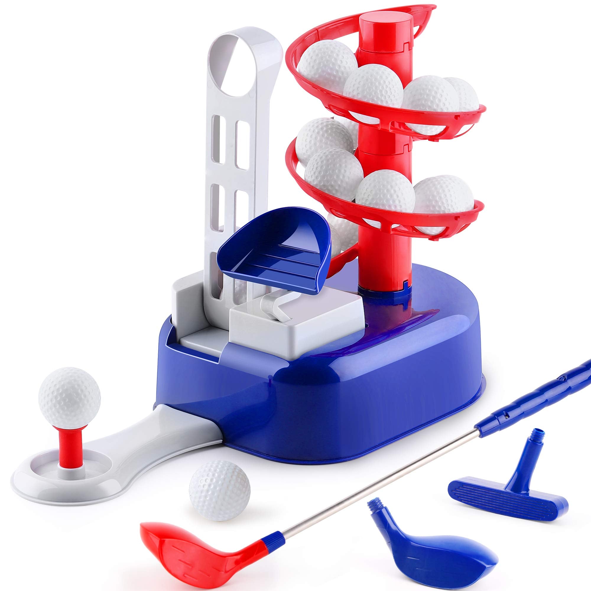 iPlay iLearn ball-to-tee trainer helps beginners coordinate shots.