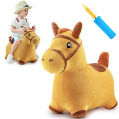 iPlay iLearn bouncy horse cover showing soft plush exterior for cozy play