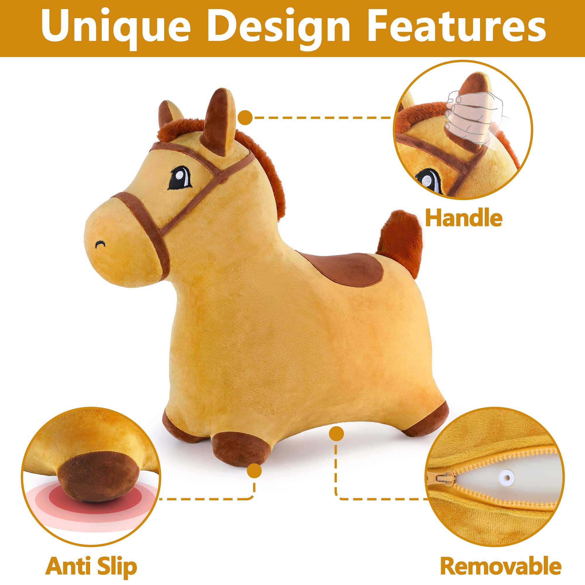 iPlay iLearn child riding horse with sturdy handle and friendly design