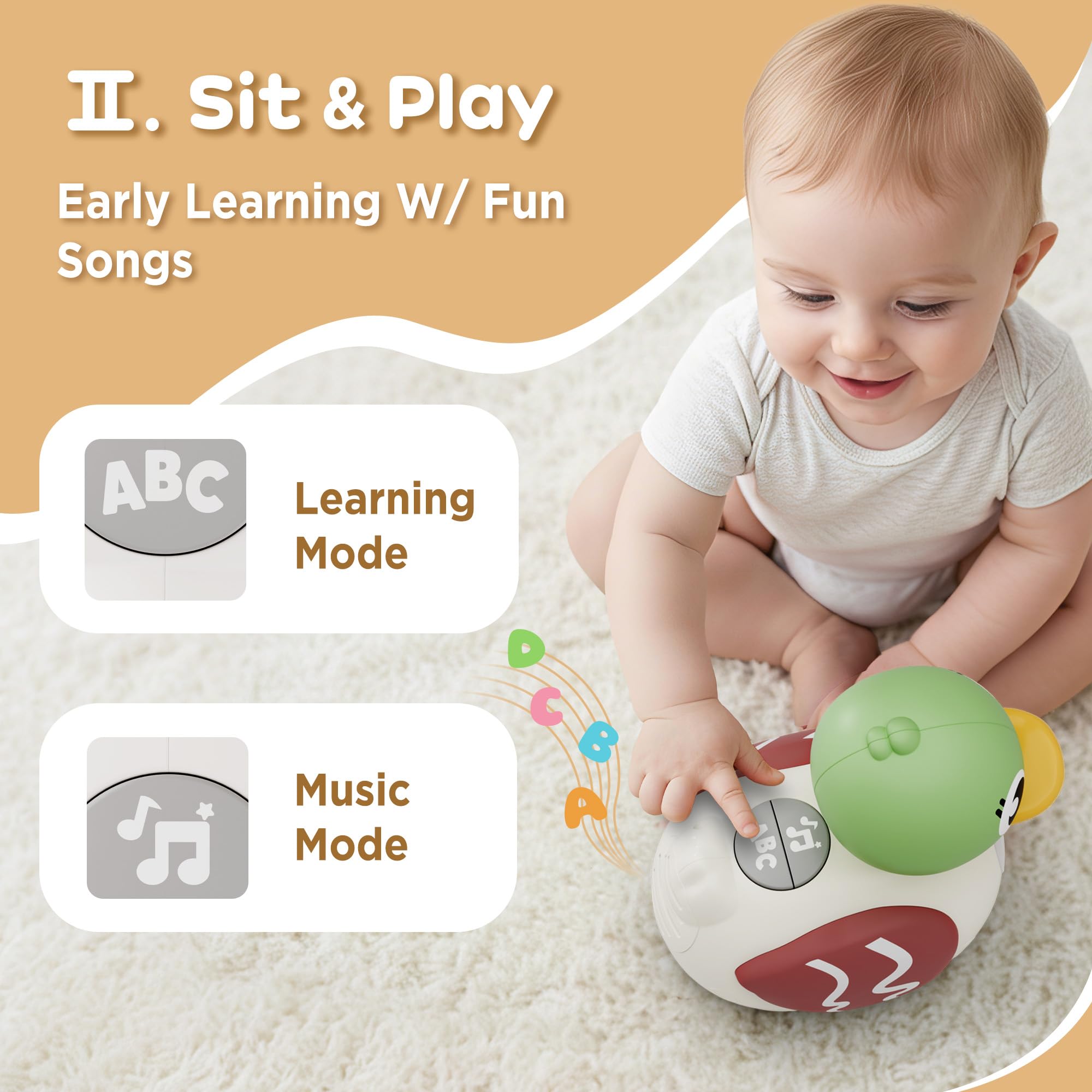 iplay ilearn crawling action duck encourages baby to chase and move