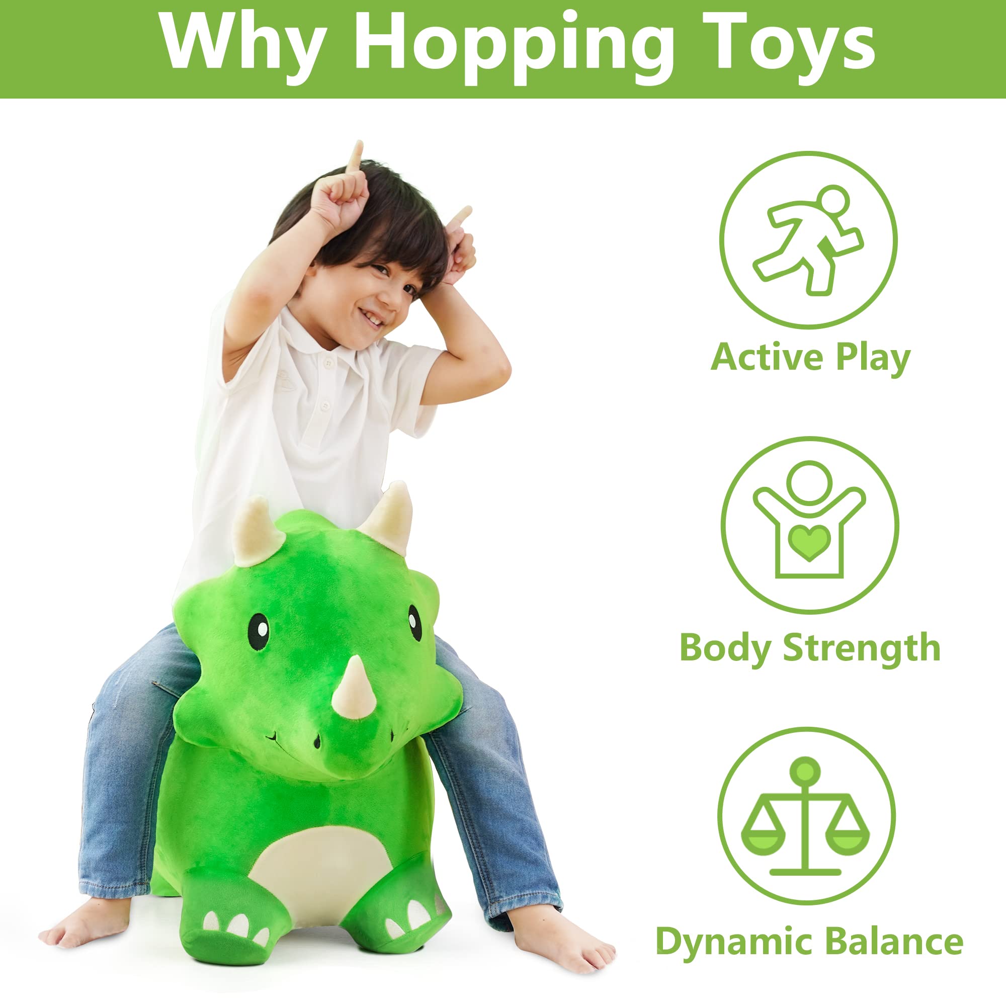 iPlay iLearn triceratops ride on toy supports active movement and balance