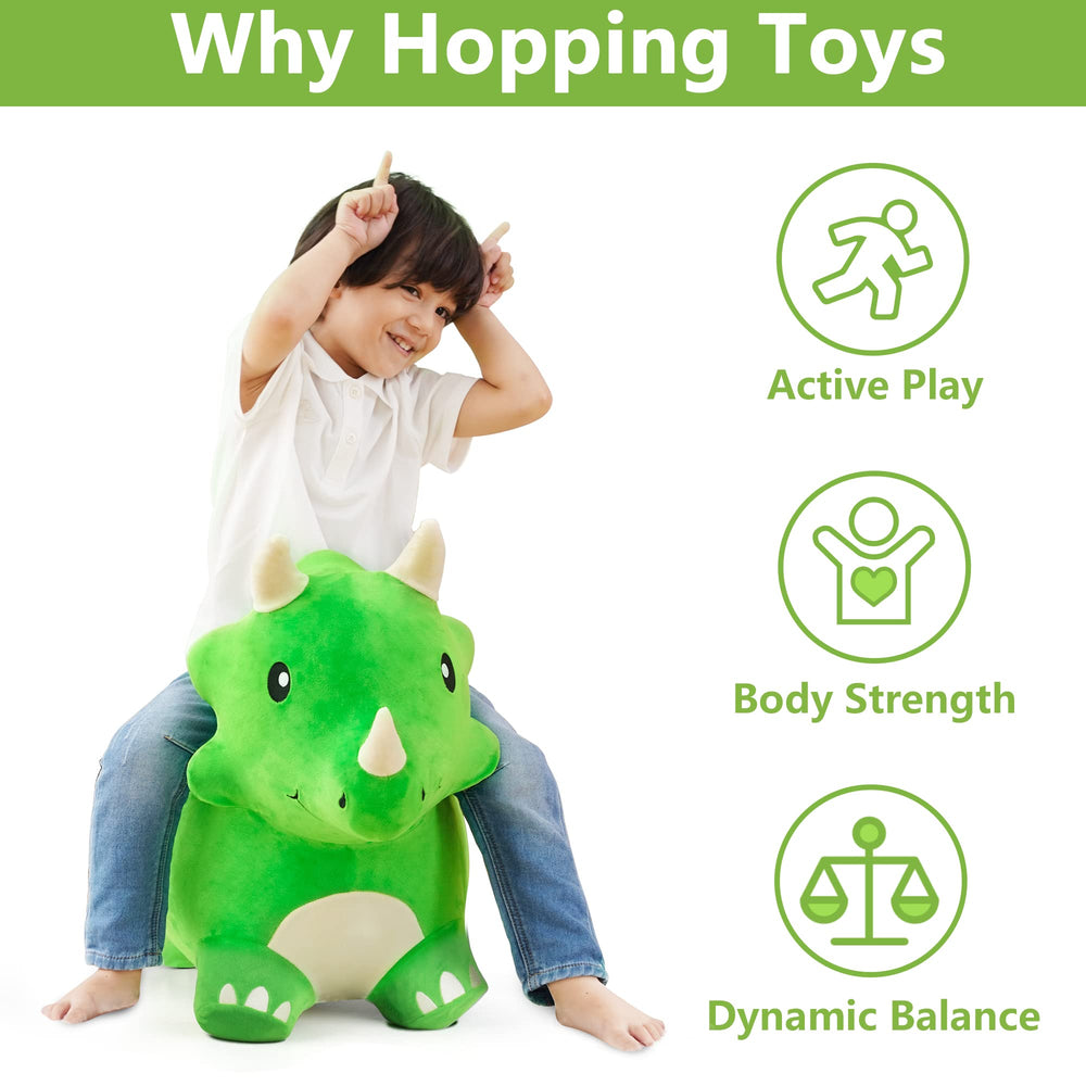 iPlay iLearn triceratops ride on toy supports active movement and balance