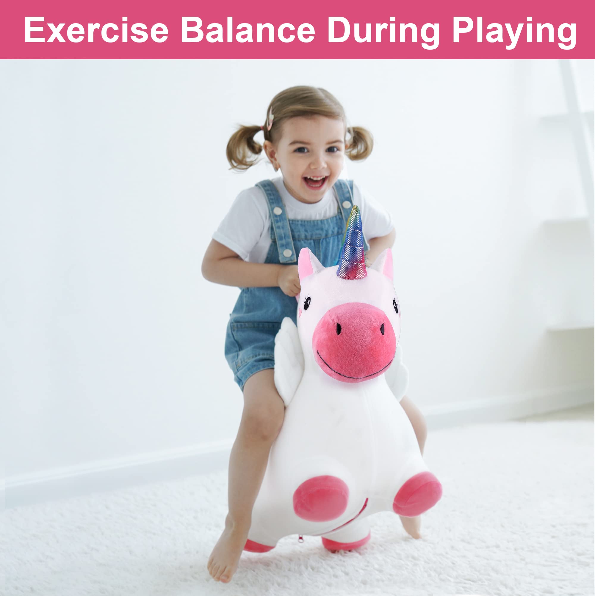 iPlay iLearn Unicorn Hopper kids grab its long ears for thrilling rides
