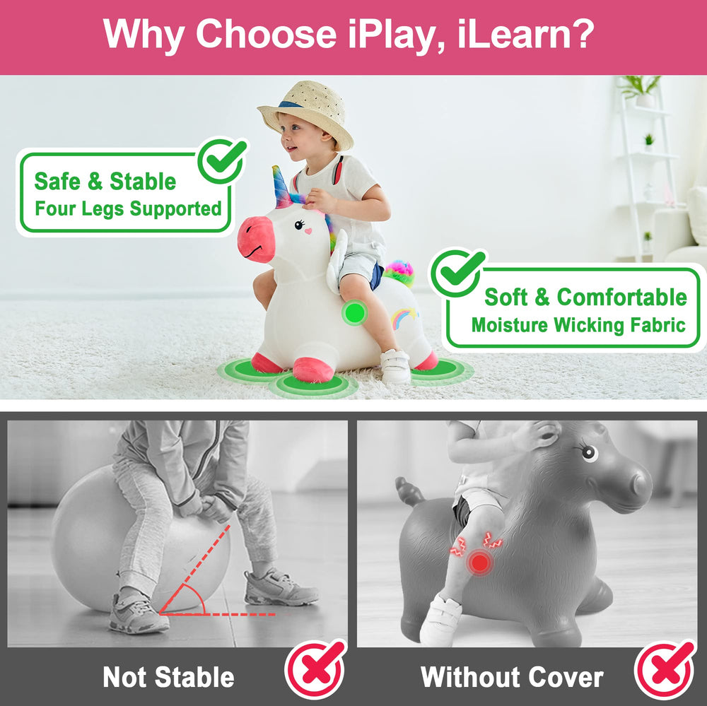 iPlay iLearn Unicorn Hopper indoor-outdoor use encourages active fun in any space