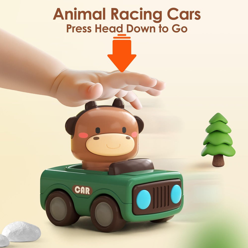 iplay press-to-go car side view, bright colors spark curiosity during play
