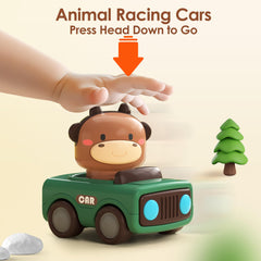 iplay press-to-go car side view, bright colors spark curiosity during play