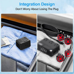 IPLUSO-5-in-1-power-adapter keeps five devices powered, reducing clutter during trips.