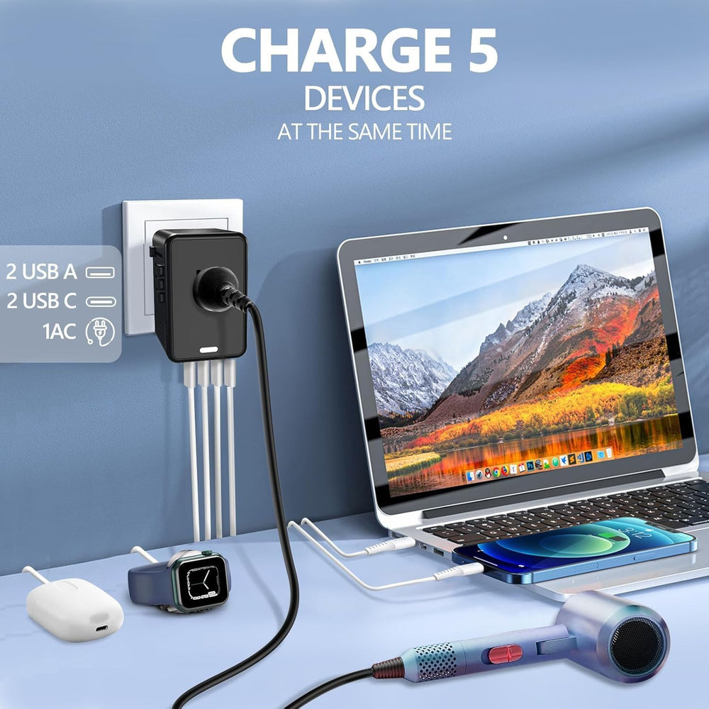 IPLUSO dual-usb-ports-2x-usb-c-2x-usb-a powers USB-C and USB-A devices on the go.